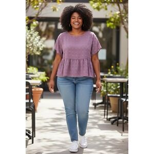 Emery Rose Women's Plus Size 3XL Short Sleeve Blouse Top NWT